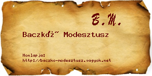 Baczkó Modesztusz névjegykártya